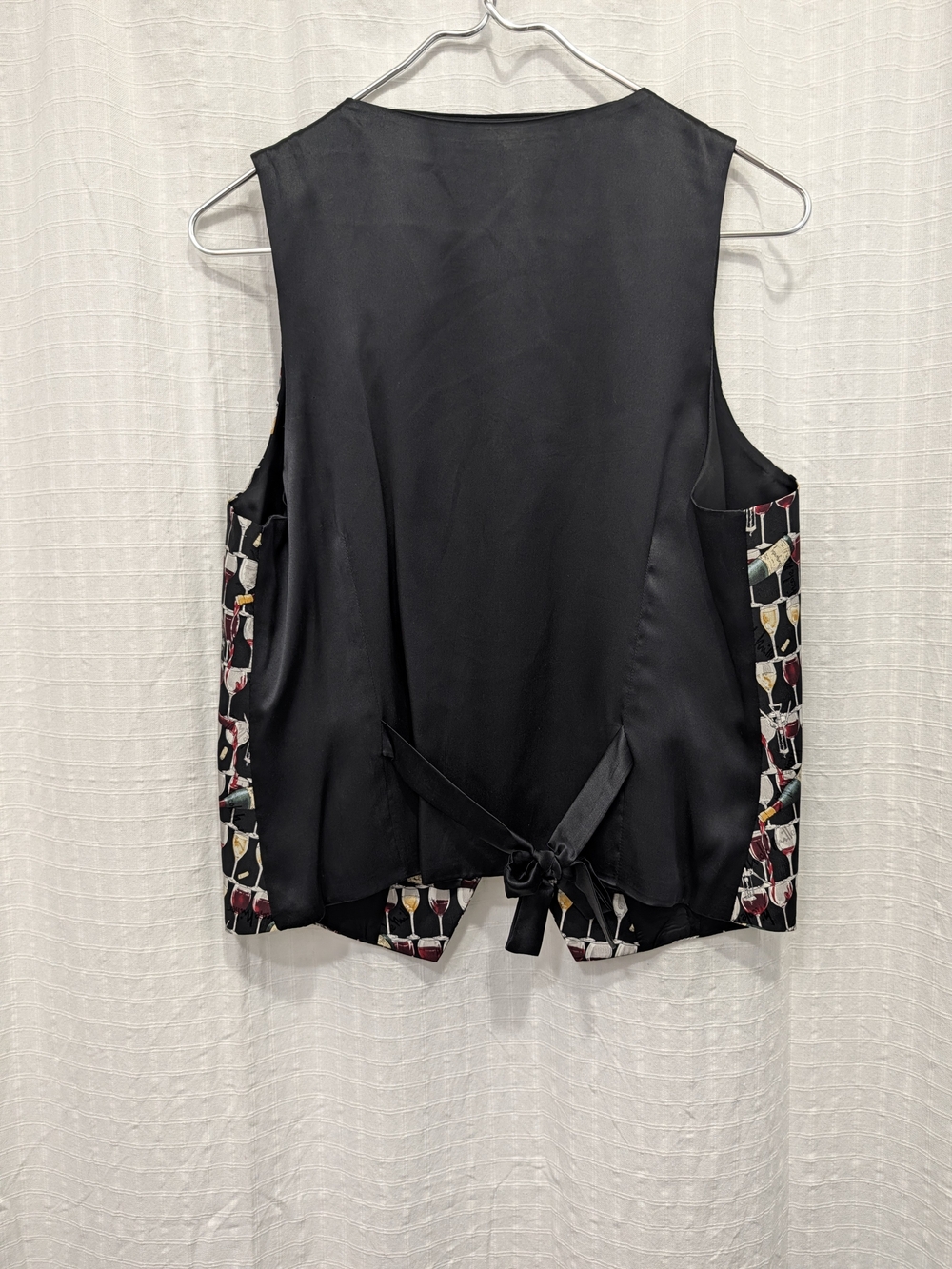 Nicole Miller Black Vest with Wine Glass Print Vintage Limited Print 1995 Large - Picture 7 of 9